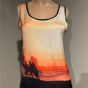 Tristan Orange and Black Sunset Silhouette Tank Top